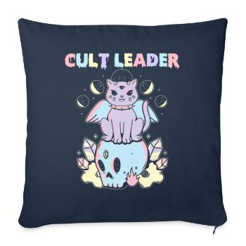 Chef de culte Pastel Goth Cat Skull Occult - Housse de coussin décorative 45 x 45 cm - bleu marine - Devant