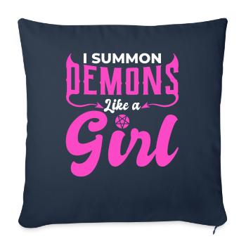 Funny cult I summon demons like a girl - Sofa pillowcase 17,3'' x 17,3'' (45 x 45 cm) - navy - Front