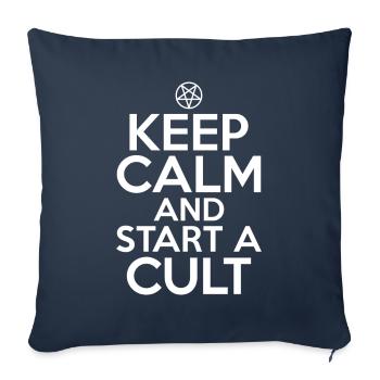 Drôle de culte Restez calme et commencez un culte Ok - Housse de coussin décorative 45 x 45 cm - bleu marine - Devant