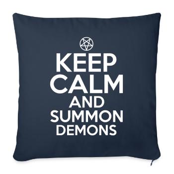 Funny Cult Keep calm and summon demons Ok - Sofa pillowcase 17,3'' x 17,3'' (45 x 45 cm) - navy - Front