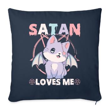 Funny Cult Pastel Goth Cat Pentagram - Sofa pillowcase 17,3'' x 17,3'' (45 x 45 cm) - navy - Front