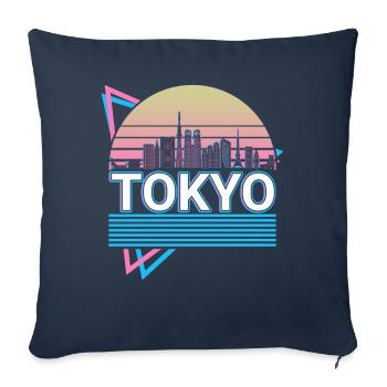 Tokyo City Skyline Cityscape Retro - Sofa pillowcase 17,3'' x 17,3'' (45 x 45 cm) - navy - Front