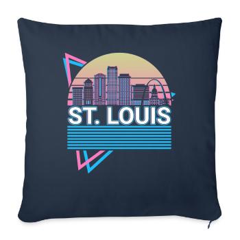 St Louis City Skyline Cityscape Rétro - Housse de coussin décorative 45 x 45 cm - bleu marine - Devant