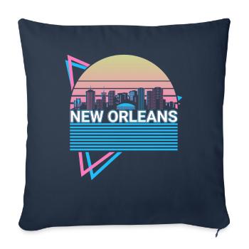 New Orleans City Skyline Cityscape Retro - Sofa pillowcase 17,3'' x 17,3'' (45 x 45 cm) - navy - Front