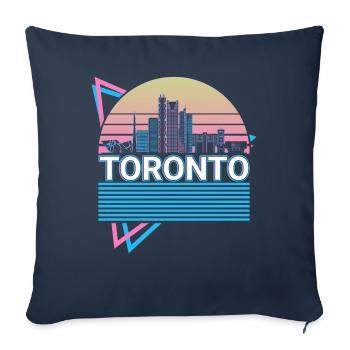 Toronto City Skyline Cityscape Retro - Sofa pillowcase 17,3'' x 17,3'' (45 x 45 cm) - navy - Front