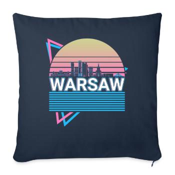 Varsovie City Skyline Cityscape Rétro - Housse de coussin décorative 45 x 45 cm - bleu marine - Devant