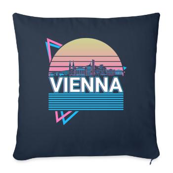 Vienne City Skyline Cityscape Rétro - Housse de coussin décorative 45 x 45 cm - bleu marine - Devant