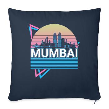 Mumbai City Skyline Cityscape Retro - Sofa pillowcase 17,3'' x 17,3'' (45 x 45 cm) - navy - Front