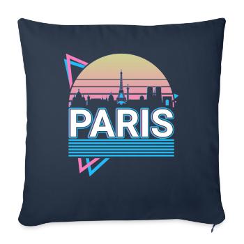 Paris City Skyline Cityscape Rétro - Housse de coussin décorative 45 x 45 cm - bleu marine - Devant