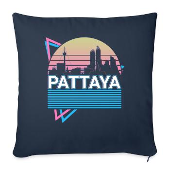 Pattaya City Skyline Cityscape Rétro - Housse de coussin décorative 45 x 45 cm - bleu marine - Devant