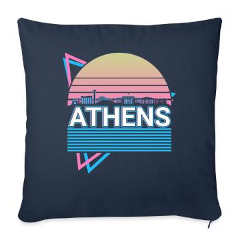 Athens City Skyline Cityscape Retro - Sofa pillowcase 17,3'' x 17,3'' (45 x 45 cm) - navy - Front