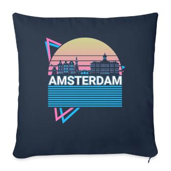 Amsterdam City Skyline Cityscape Retro - Sofa pillowcase 17,3'' x 17,3'' (45 x 45 cm) - navy - Front