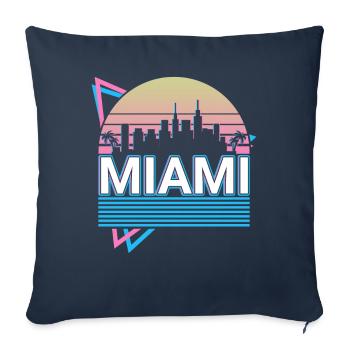 Miami City Skyline Cityscape Retro - Sofa pillowcase 17,3'' x 17,3'' (45 x 45 cm) - navy - Front