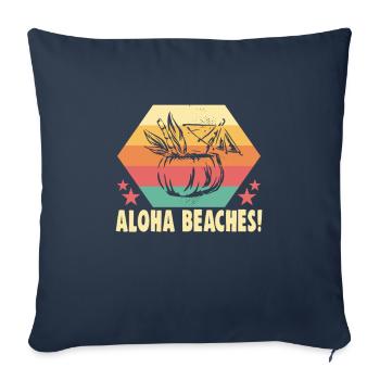 Plages d’Aloha! Vacances à la plage au bord de la mer Motif de plage - Housse de coussin décorative 45 x 45 cm - bleu marine - Devant