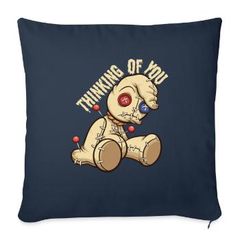 Penser à vous Poupée vaudou Vaudou - Housse de coussin décorative 45 x 45 cm - bleu marine - Devant