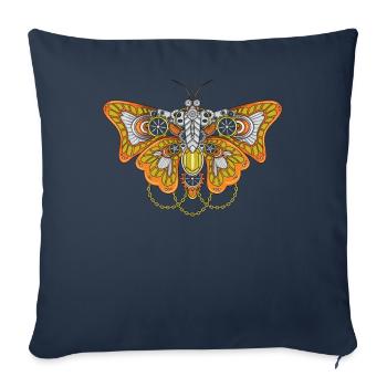 Cyborg Butterfly Cyber Esthétique Steampunk - Housse de coussin décorative 45 x 45 cm - bleu marine - Devant