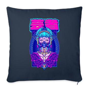 Cyber Geisha Esthétique Japonais - Housse de coussin décorative 45 x 45 cm - bleu marine - Devant