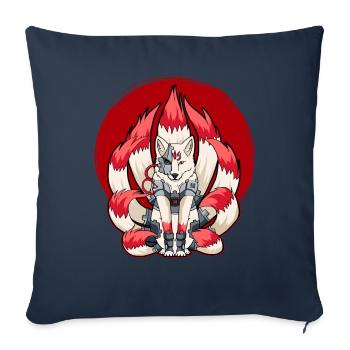 Cyborg Kitsune Nine-tailed Fox Cyber-Aesthetic - Sofa pillowcase 17,3'' x 17,3'' (45 x 45 cm) - navy - Front