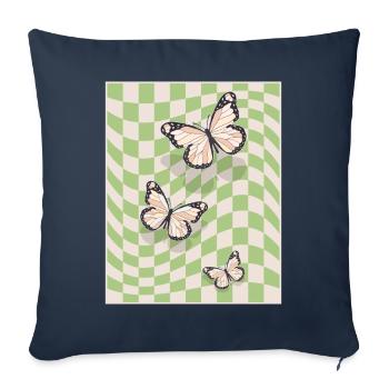 Papillons esthétiques pastel danois - Housse de coussin décorative 45 x 45 cm - bleu marine - Devant