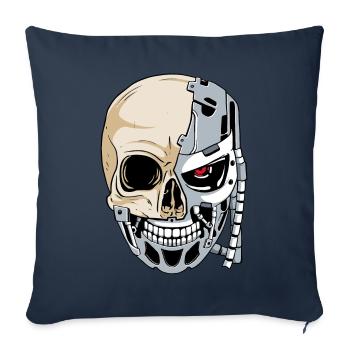 Cyborg Skull Cyber Esthétique - Housse de coussin décorative 45 x 45 cm - bleu marine - Devant