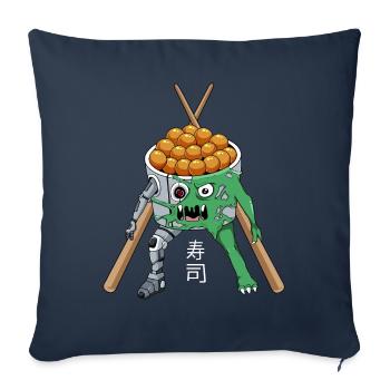 Cyborg Sushi Monster Cyber Esthétique japonaise - Housse de coussin décorative 45 x 45 cm - bleu marine - Devant