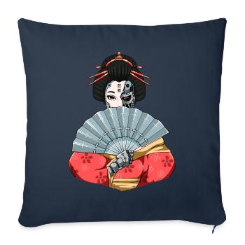 Cyborg Geisha Cyber Esthétique - Housse de coussin décorative 45 x 45 cm - bleu marine - Devant