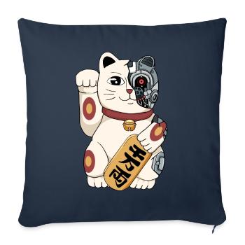 Cyborg Maneki Neko Cat Cyber Aesthetics - Sofa pillowcase 17,3'' x 17,3'' (45 x 45 cm) - navy - Front
