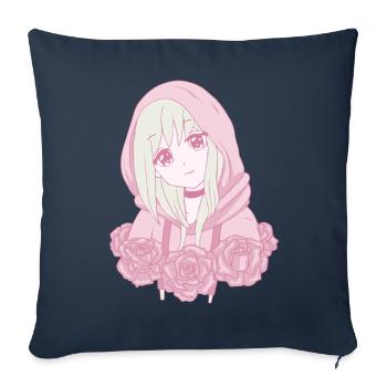 Esthétique pastel danoise Sad Anime Girl R - Housse de coussin décorative 45 x 45 cm - bleu marine - Devant