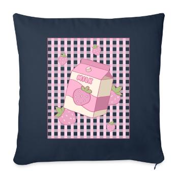 Danish Pastel Aesthetic Kawaii Strawberry Milk - Sofa pillowcase 17,3'' x 17,3'' (45 x 45 cm) - navy - Front