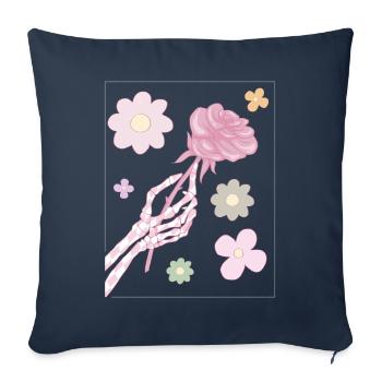 Danish Pastel Aesthetic Skeleton Hand Red Rose - Sofa pillowcase 17,3'' x 17,3'' (45 x 45 cm) - navy - Front