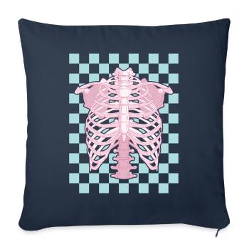 Squelette de cage thoracique esthétique pastel danois - Housse de coussin décorative 45 x 45 cm - bleu marine - Devant