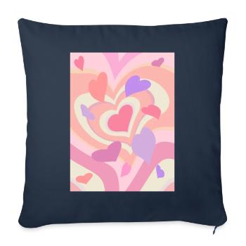 Danish Pastel Aesthetic Heart Pattern - Sofa pillowcase 17,3'' x 17,3'' (45 x 45 cm) - navy - Front