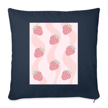Dänische Pastell-Ästhetik-Erdbeeren - Sofakissenbezug 45 x 45 cm - Navy - Vorne