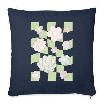 Danish Pastel Aesthetic Flower Shell Abstrak - Sofa pillowcase 17,3'' x 17,3'' (45 x 45 cm) - navy - Front