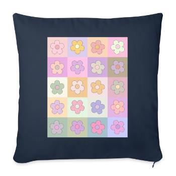 Danish Pastel Aesthetic Retro Flower Pattern - Sofa pillowcase 17,3'' x 17,3'' (45 x 45 cm) - navy - Front