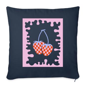 Danish pastel aesthetic strawberry checkered - Sofa pillowcase 17,3'' x 17,3'' (45 x 45 cm) - navy - Front