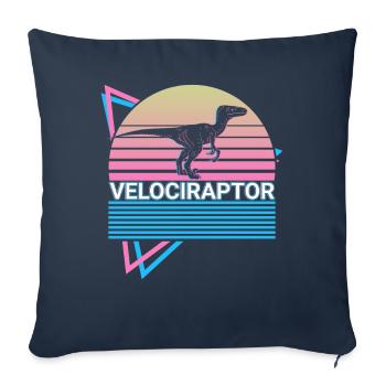 Velociraptor Dinosaure Rétro - Housse de coussin décorative 45 x 45 cm - bleu marine - Devant