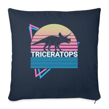 Tricératops Dinosaure Rétro - Housse de coussin décorative 45 x 45 cm - bleu marine - Devant