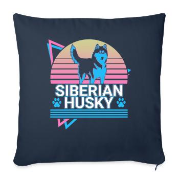 Siberian Husky Retro - Sofa pillowcase 17,3'' x 17,3'' (45 x 45 cm) - navy - Front