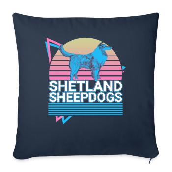 Shetland Sheepdogs Retro - Sofa pillowcase 17,3'' x 17,3'' (45 x 45 cm) - navy - Front