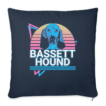 Basset Hound Rétro - Housse de coussin décorative 45 x 45 cm - bleu marine - Devant