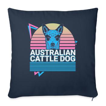 Chien de bétail australien Retro - Housse de coussin décorative 45 x 45 cm - bleu marine - Devant