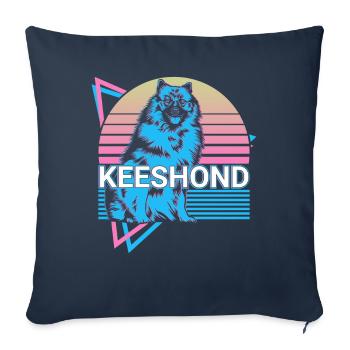 Keeshond Retro - Sofa pillowcase 17,3'' x 17,3'' (45 x 45 cm) - navy - Front