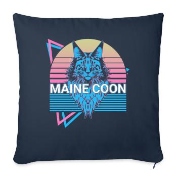 Maine Coon Cat Rétro - Housse de coussin décorative 45 x 45 cm - bleu marine - Devant