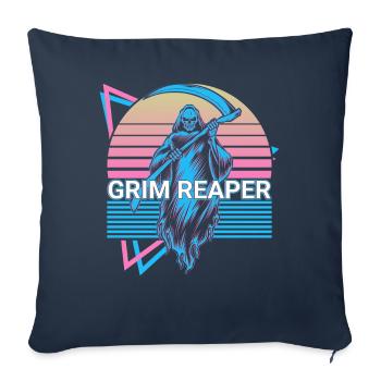 Grim Reaper Rétro - Housse de coussin décorative 45 x 45 cm - bleu marine - Devant