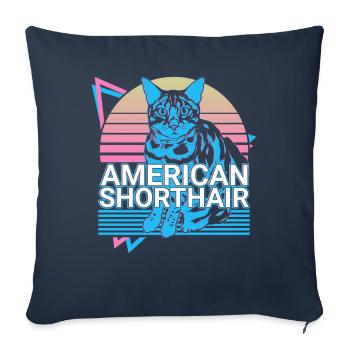 American Shorthair Cat Retro - Sofa pillowcase 17,3'' x 17,3'' (45 x 45 cm) - navy - Front