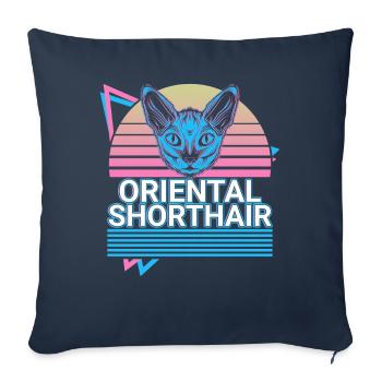 Orientalisch Kurzhaar Katze Retro - Sofakissenbezug 45 x 45 cm - Navy - Vorne