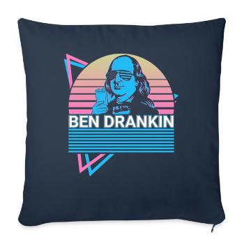 Ben Drankin Drôle Benjamin Franklin 4 juillet - Housse de coussin décorative 45 x 45 cm - bleu marine - Devant