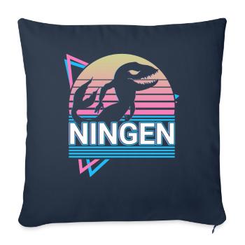 Ningen Cryptozoologie Rétro - Housse de coussin décorative 45 x 45 cm - bleu marine - Devant
