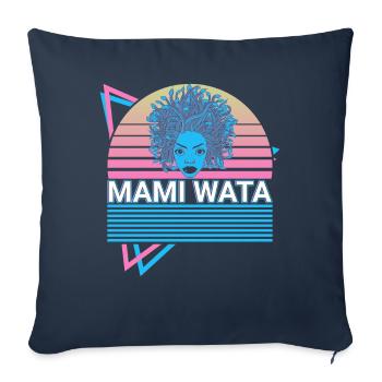 Mami Wata La Sirene Water Spirit Ancien - Housse de coussin décorative 45 x 45 cm - bleu marine - Devant